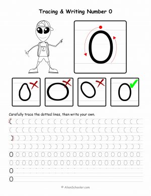 Number 0 Tracing Worksheet