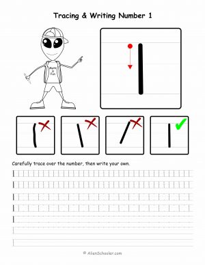 Number 1 Tracing Worksheet