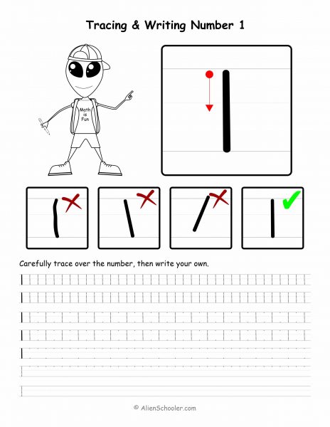 Number 1 Tracing Worksheet