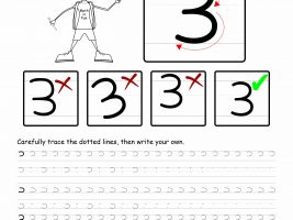 Number 3 Tracing and Writing Worksheet