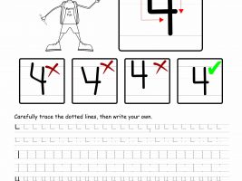 Number 4 Tracing And Writing Worksheet