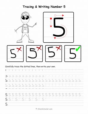 Number 5 Tracing Worksheet