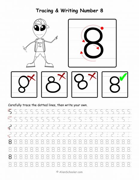 Number 8 Tracing And Writing Worksheet