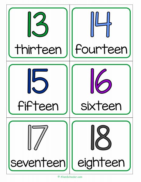 Printable Number Flashcards Sheet 3