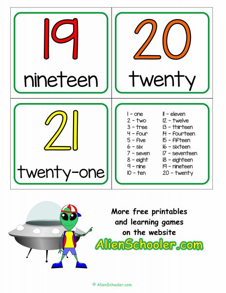 Printable Number Flashcards Sheet 4