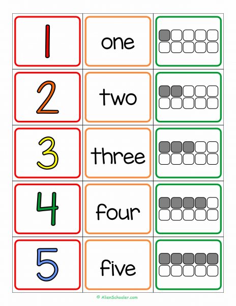 Number Matching Flash cards