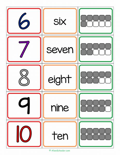 Number Matching Cards 6-10