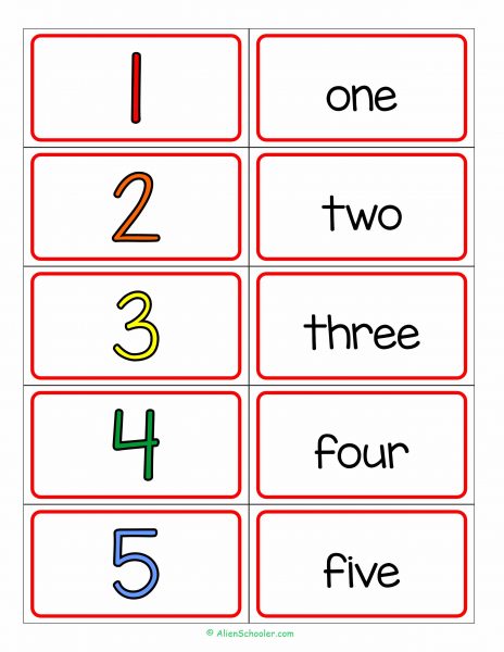 Number Word Flashcards 1-5 Printable