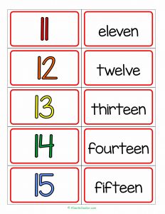 Number Words Flashcards 11-15