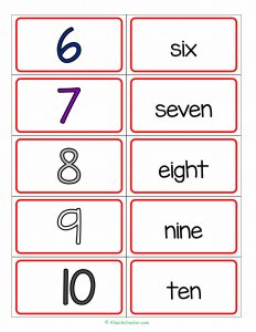 Number Words Flashcards 6-10