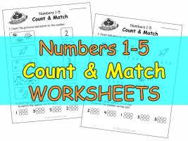 Numbers 1-5 Count & Match Worksheets