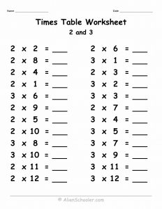 Times table worksheet 2 and 3