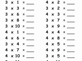 Times Table 3 and 4 Worksheet