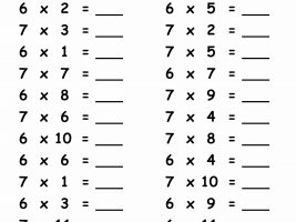 Times Table Worksheet with 6 and 7