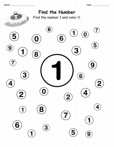 Find and Color the Number 1