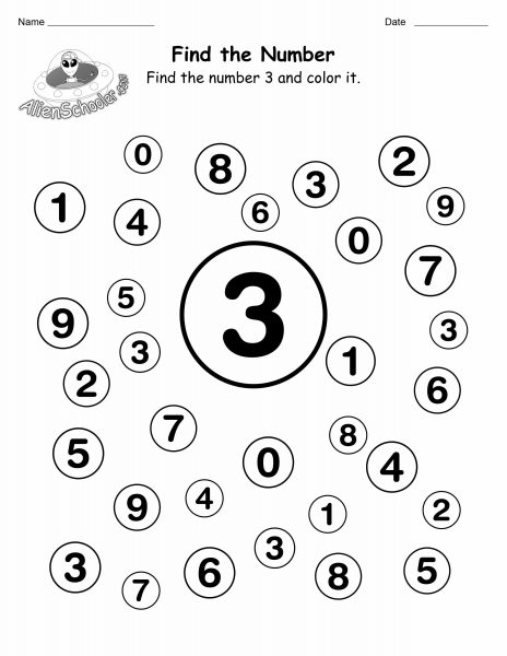 Find the Number 3 Worksheet Printable