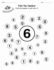 Find and Color the Number 6 Worksheet, Find and Color Numbers Worksheet