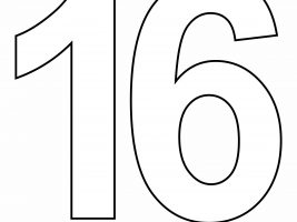 Printable Number 16 Outline