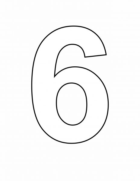 Number 6 Outline, Large Printable Number