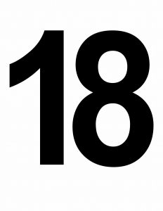 18, Large Printable Number, Solid Black Number