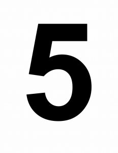 Number 5, Large Printable Number, Solid Black Number