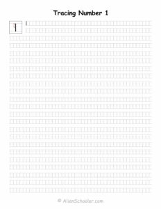 Tracing Number 1 Worksheet Printable