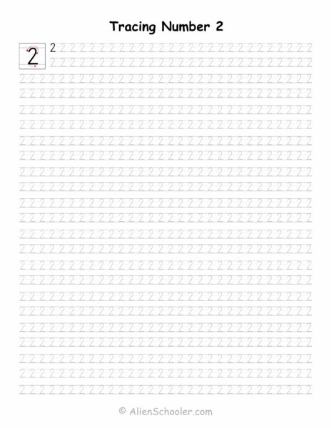 Tracing Number 2 Worksheet