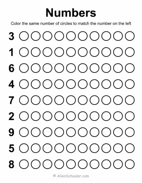 Count And Color The Circles Worksheet, Coloring Exercises