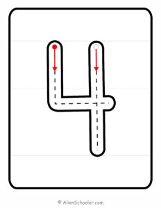 How to Write Number 4, Number Formation 4 Card