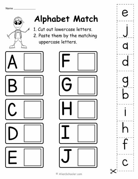 Alphabet Matching Worksheet, Cut And Paste Alphabet Worksheet