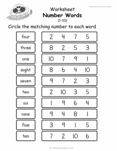 Number Words 1-10 Worksheet