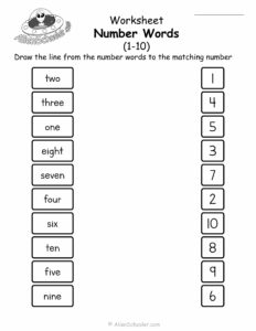 Matching Numbers and Number Words 1-10 Worksheet