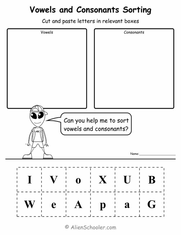 Vowels and Consonants Sort Worksheet