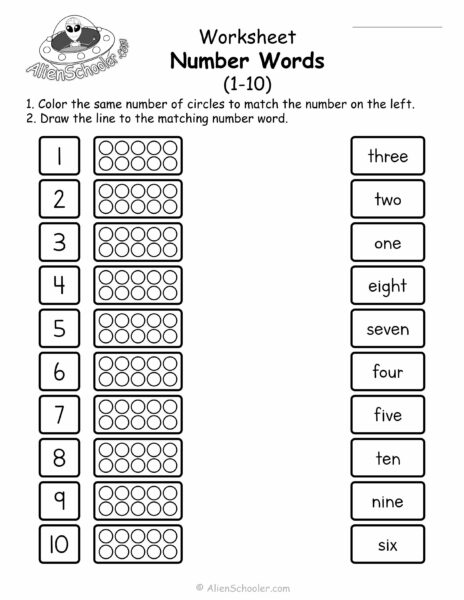 Number Words 1-10 Worksheet Fee Printable