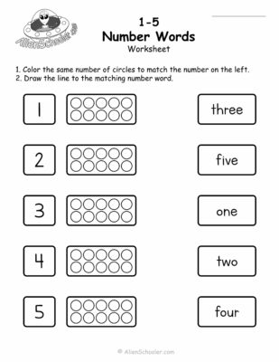 Number Words 1-5 Worksheet