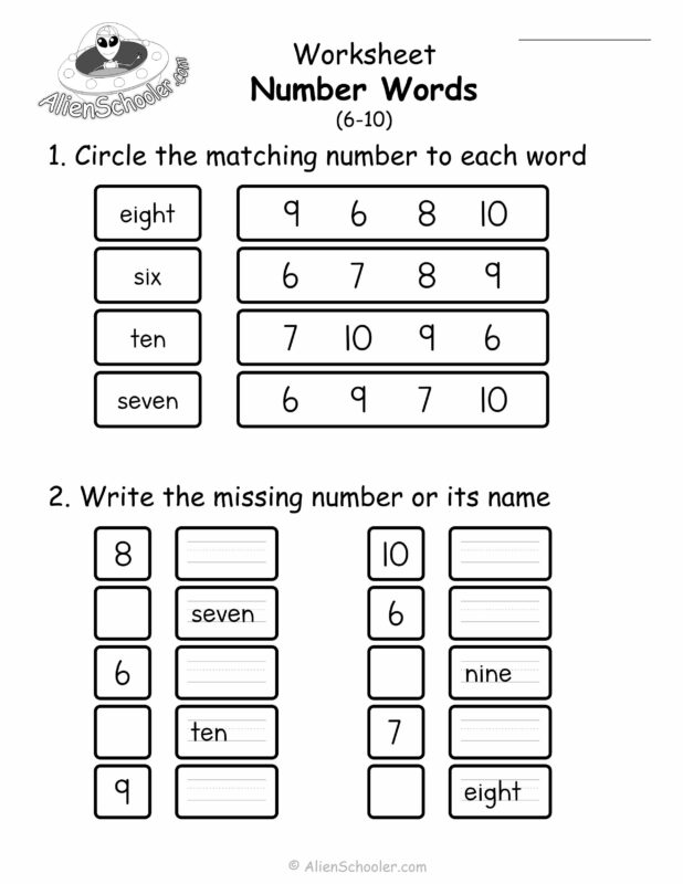 Number Words 6-10 Worksheet