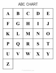 ABC Chrat Printable, Alphabet Upper Case Letters