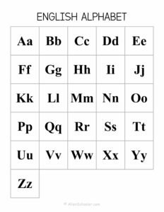 Black And White Printable English Alphabet