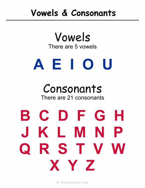 Vowels and Consonants Chart