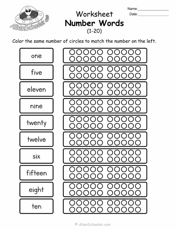 Counting Number Words Worksheet 1-20
