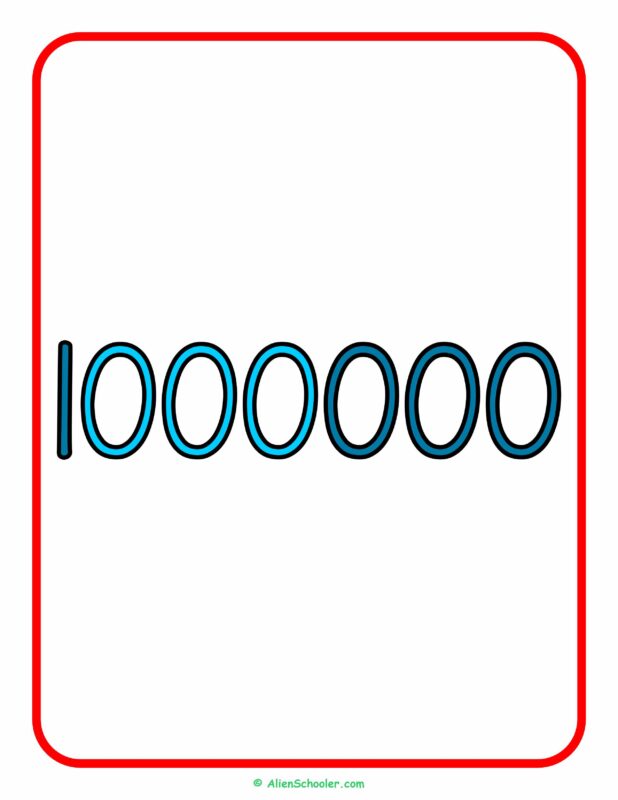 Number 1000000 Flashcard