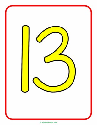 Number 13 Flashcard