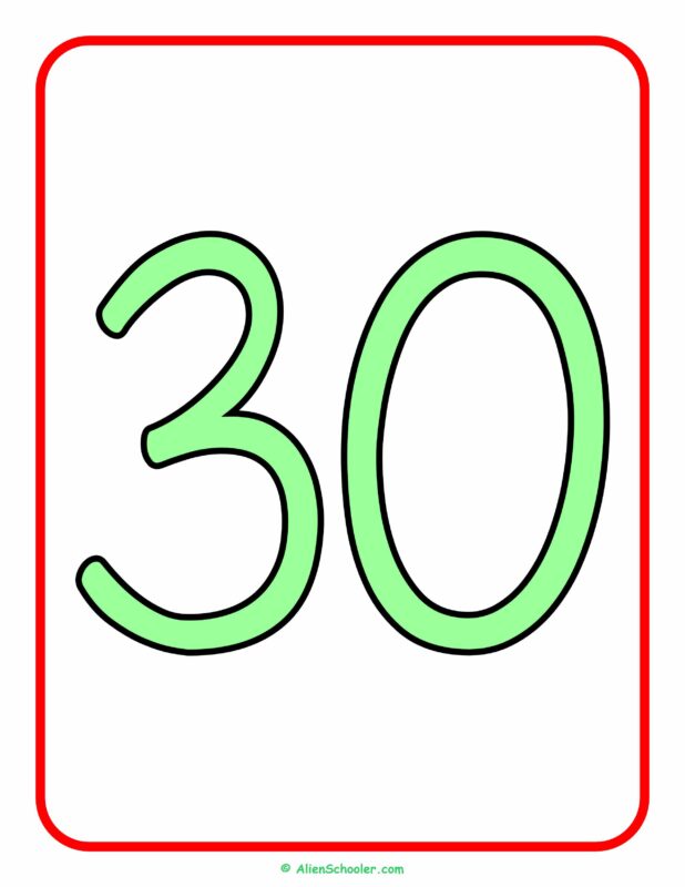 Number 30 Flashcard