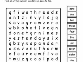 Numbers 0-10 Word Search Puzzle