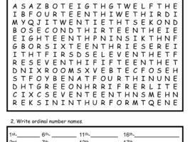 Ordinal Numbers Word Search Worksheet Activity