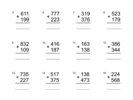 3 Digit Column Addition With Regrouping Worksheet