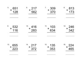 3 Digit Addition Without Regrouping Worksheet