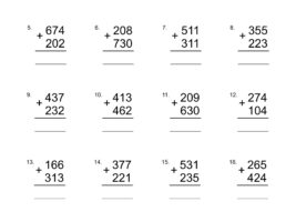 3 Digit Addition Without Regrouping Worksheet - Variation 2