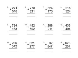 3 Digit Column Addition Without Regrouping Worksheet