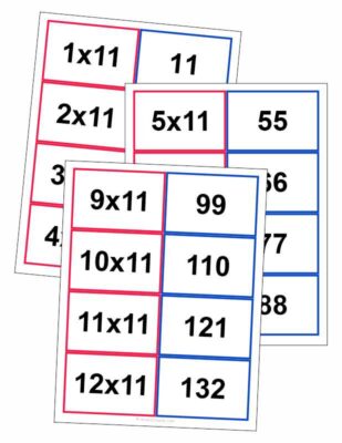 11 Times Table Matching Cards